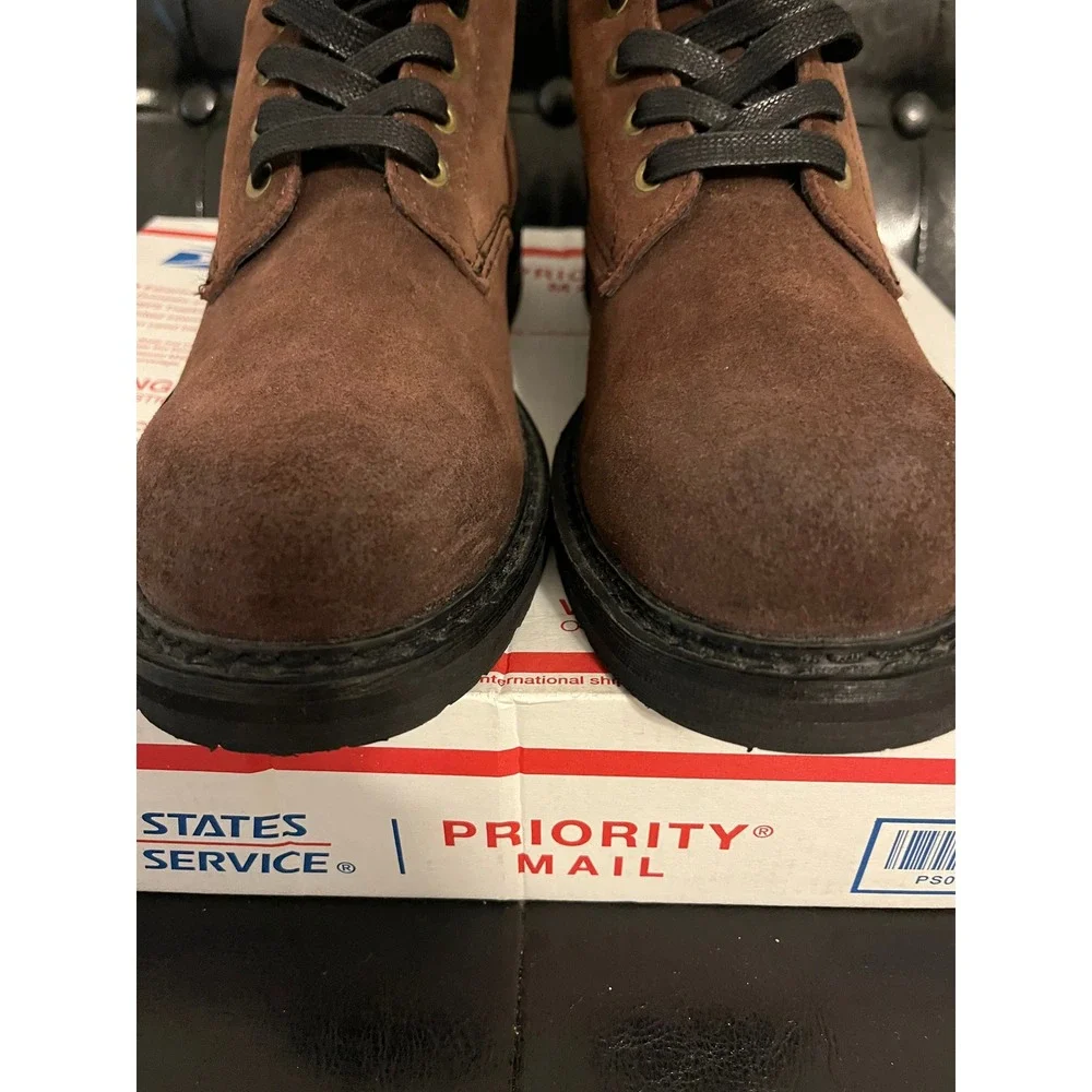 Frye Dark Brown Suede Lace Up Combat Boots
